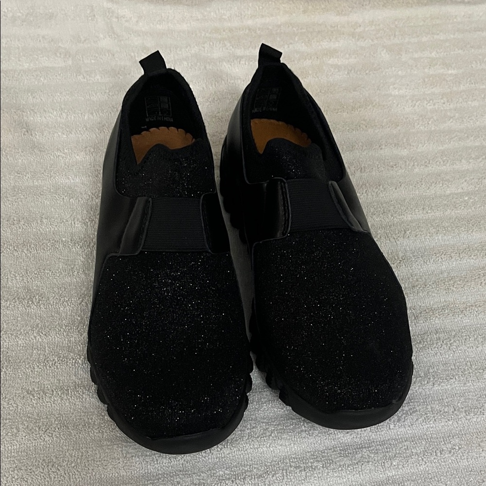 bernie mev. Black Sparkle Slip-On Sneakers